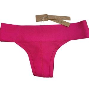 💕NWT extra small SKIMS knit swim cheeky bikini bottoms in color magenta!💕